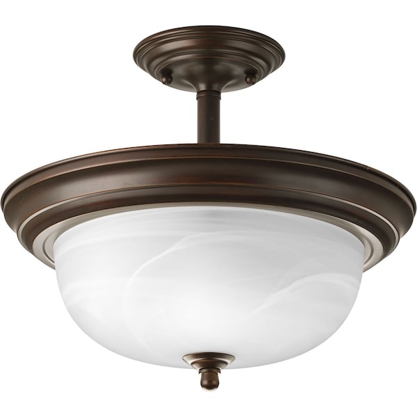 Progress Lighting Two-Light Dome Glass 13-1/4" Semi Flush Convertible P3927-20 - main
